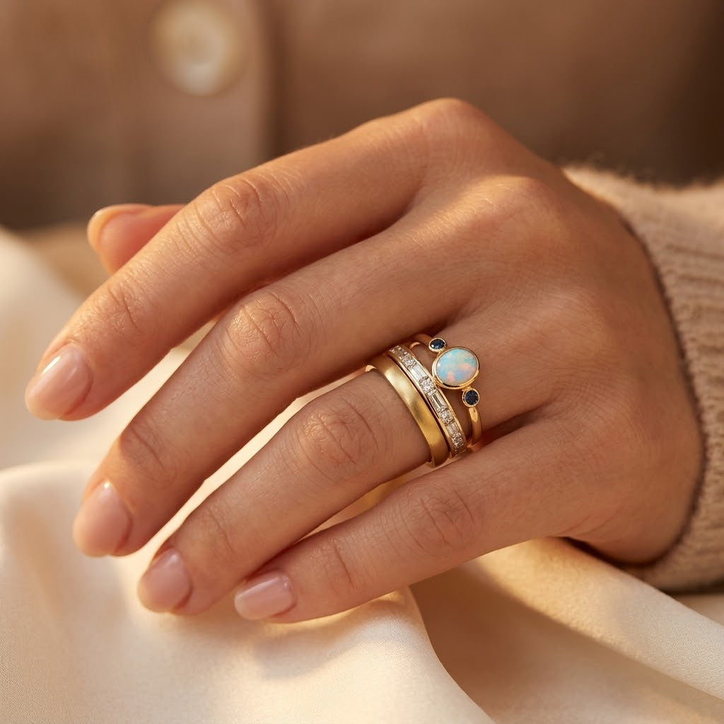 Gold Stacked Bezel Ring Set | Amelia