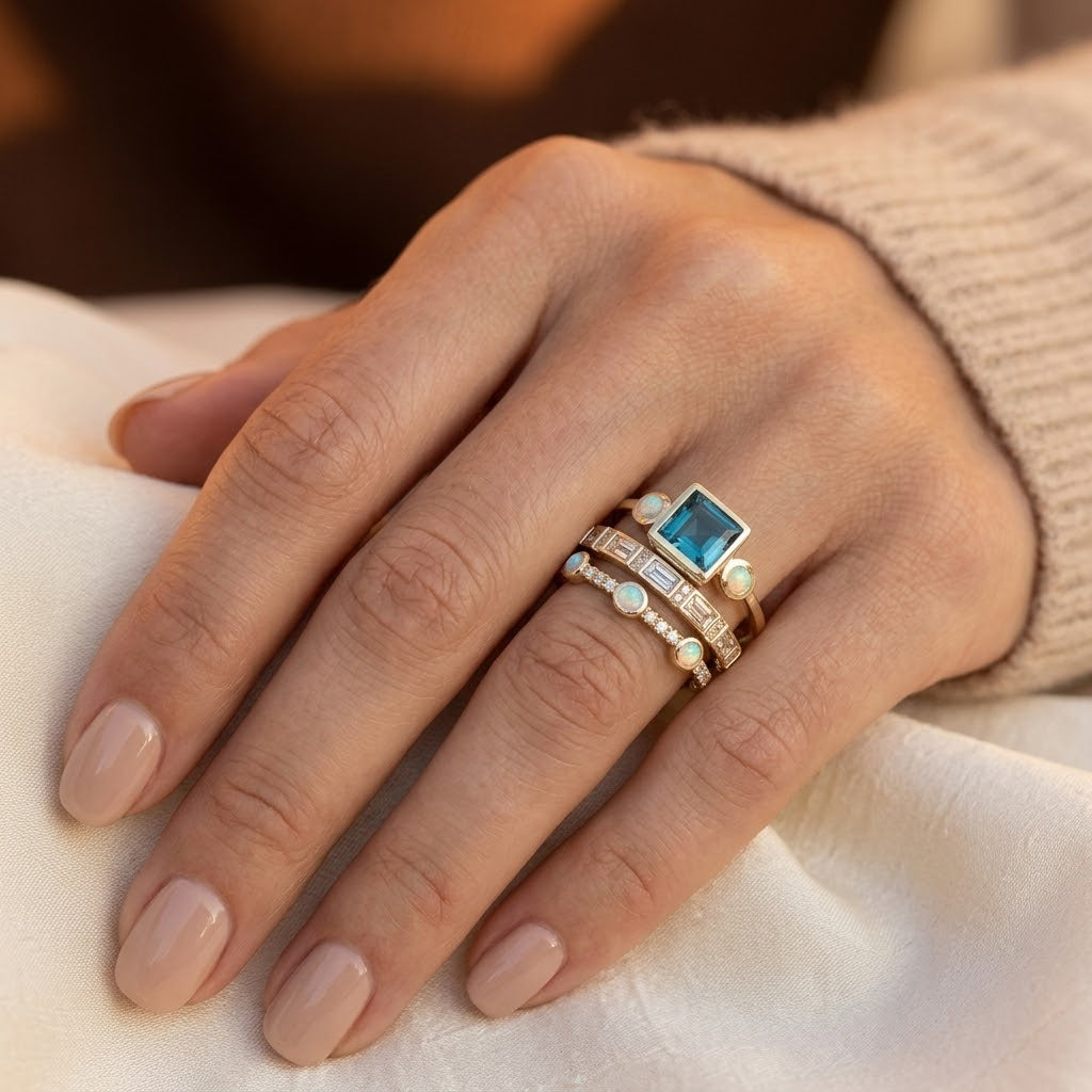 Gold Stacked Geometric Ring Set | Amelia
