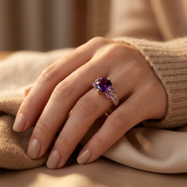Gold Amethyst Accent Ring | Amelia