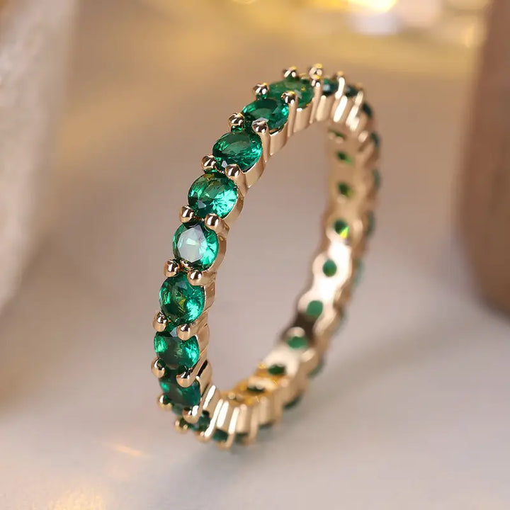 Gold Emerald Eternity Ring | Amelia