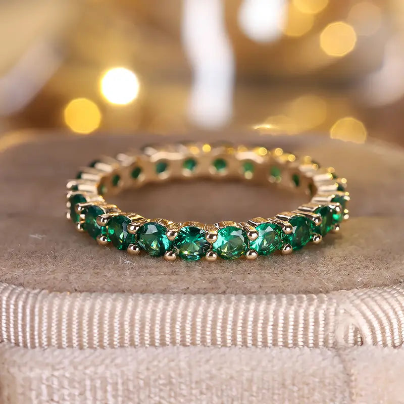 Gold Emerald Eternity Ring | Amelia