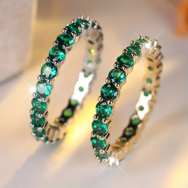 Gold Emerald Eternity Ring | Amelia
