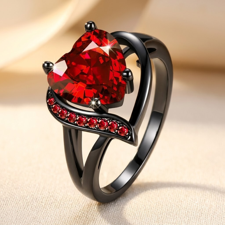 Silver Ruby Heart Ring | Amelia