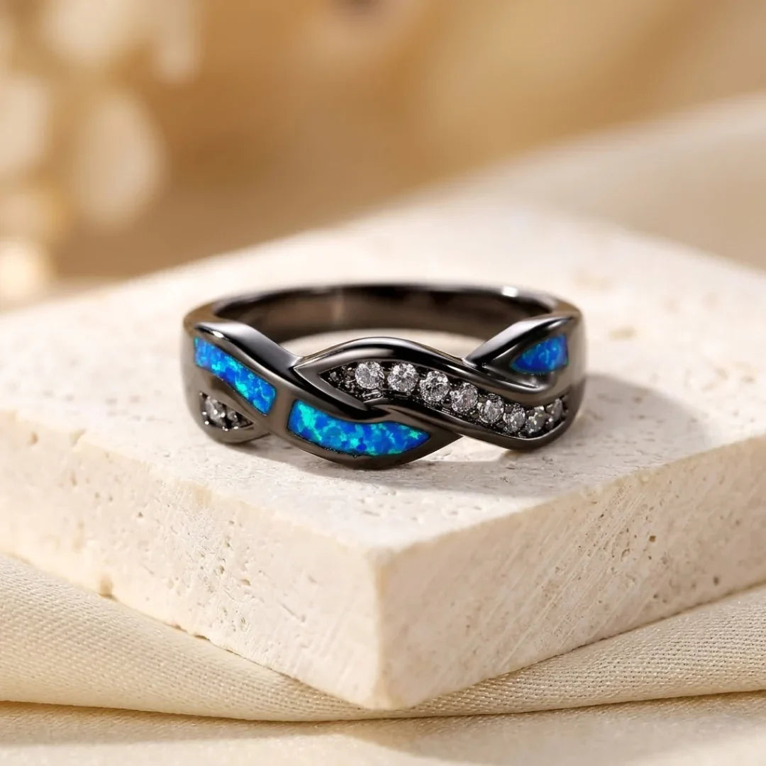 Silver Twisted Inlay Ring | Amelia