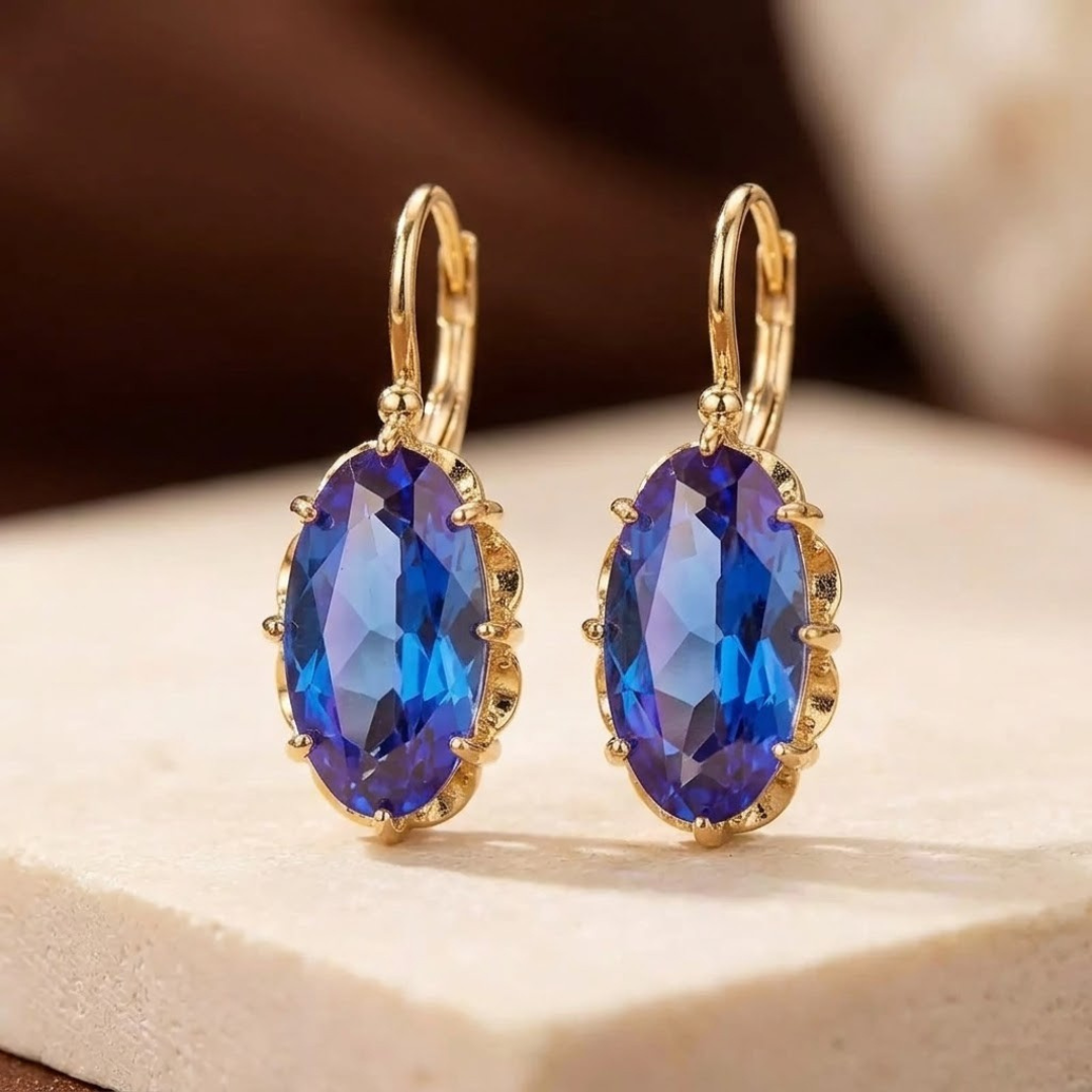 Gold Sapphire Drop Earrings | Amelia