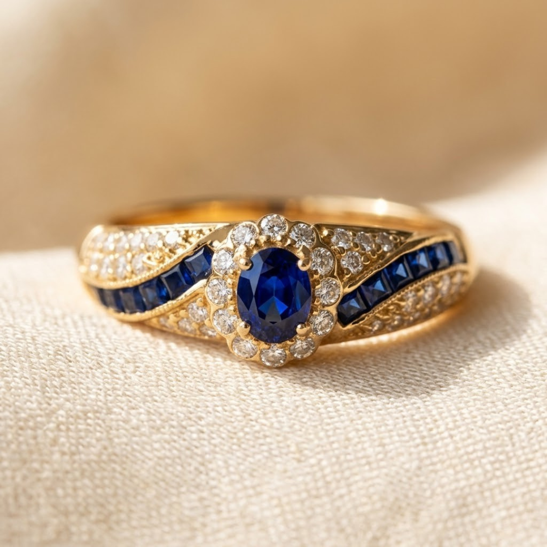 Gold Sapphire Band Ring | Amelia