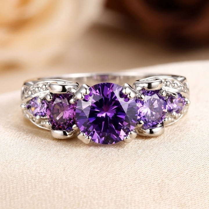 Silver Amethyst Vintage Ring | Amelia