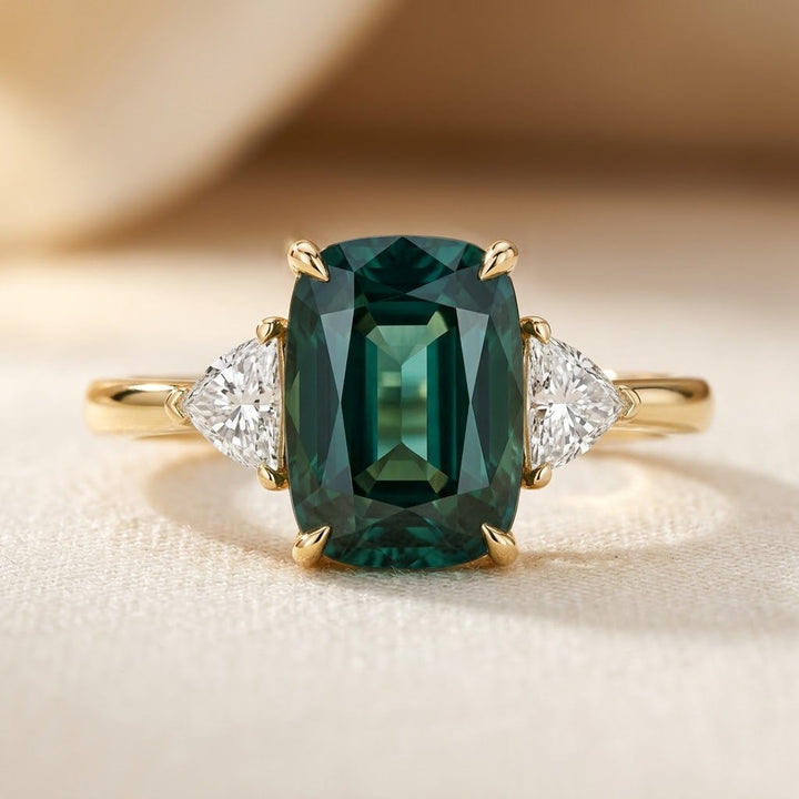 Gold Emerald Solitaire Ring | Amelia