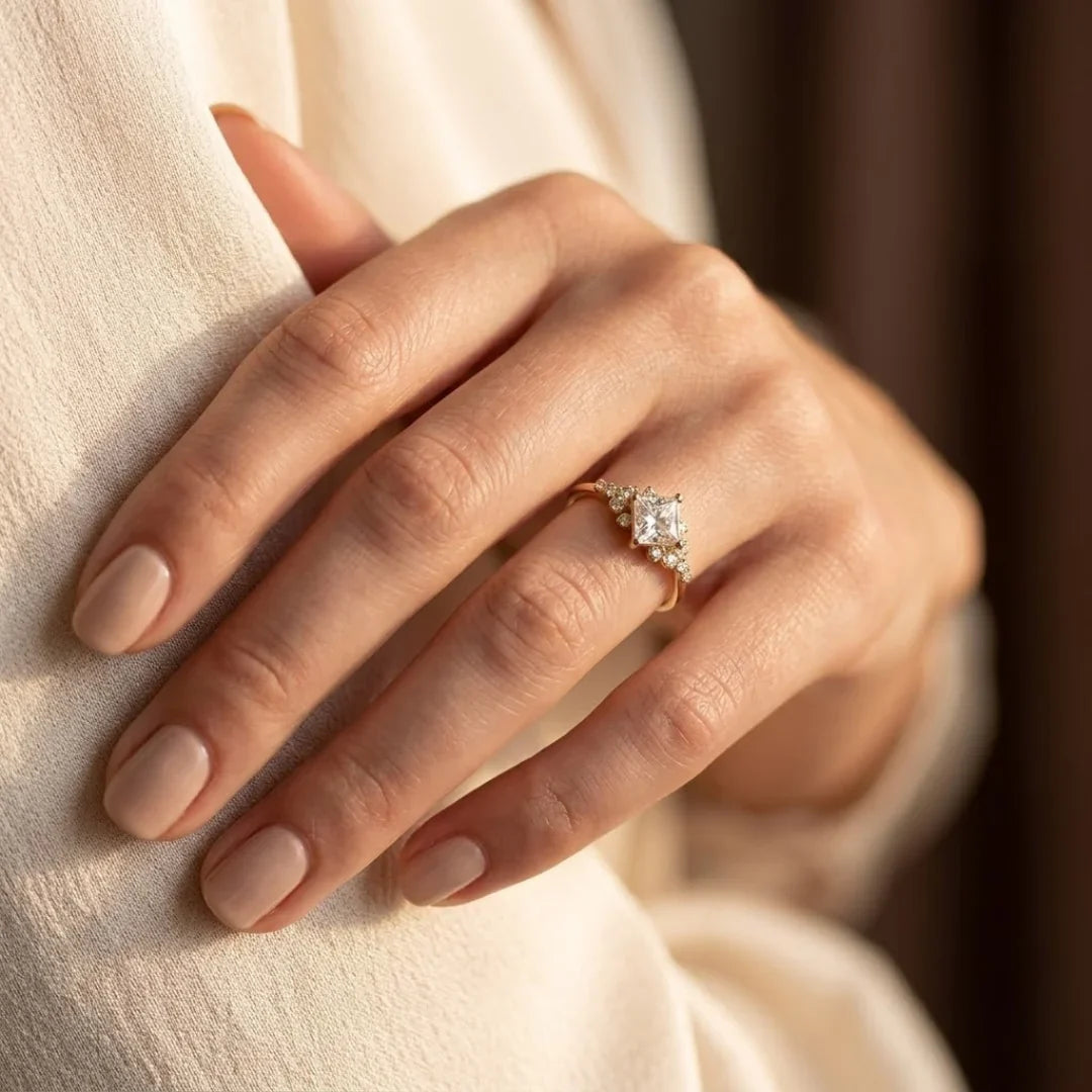 Gold Square Solitaire Ring | Amelia
