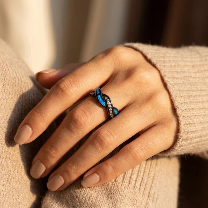 Silver Twisted Inlay Ring | Amelia