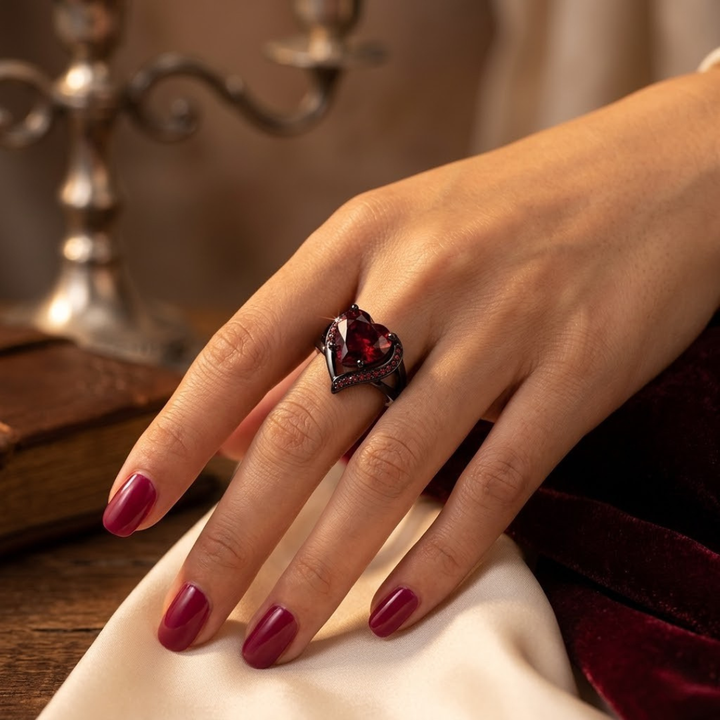 Silver Ruby Heart Ring | Amelia
