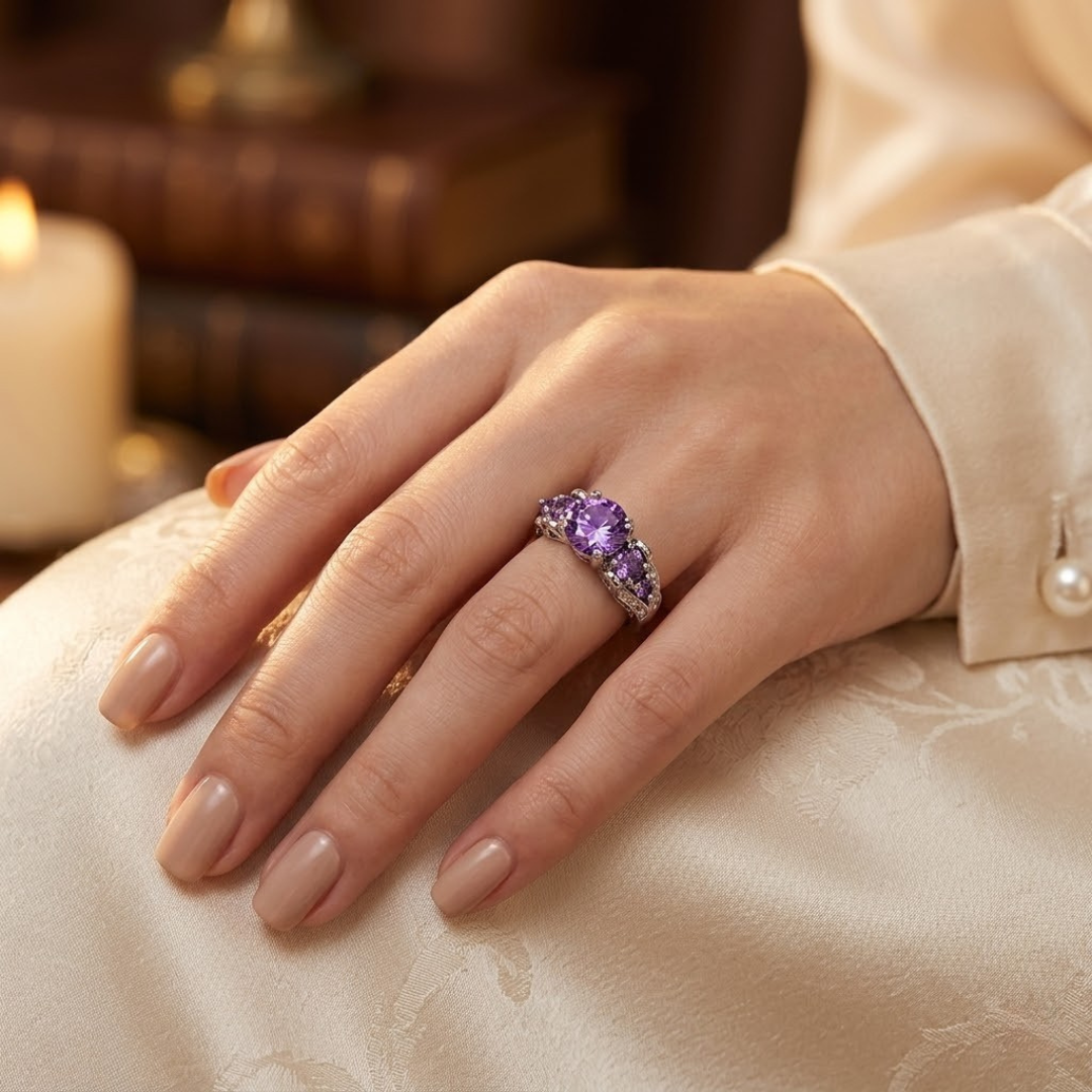 Silver Amethyst Vintage Ring | Amelia