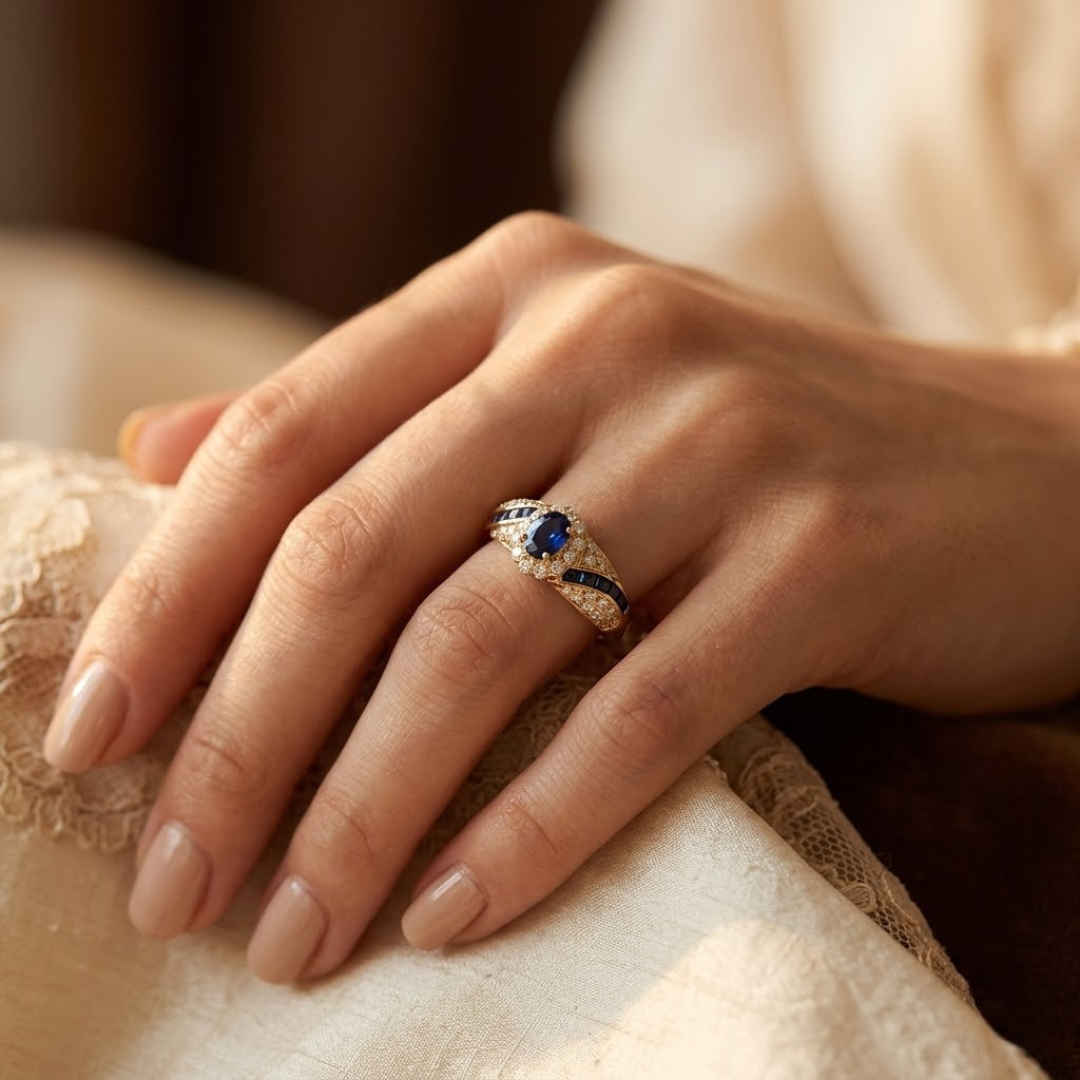 Gold Sapphire Band Ring | Amelia