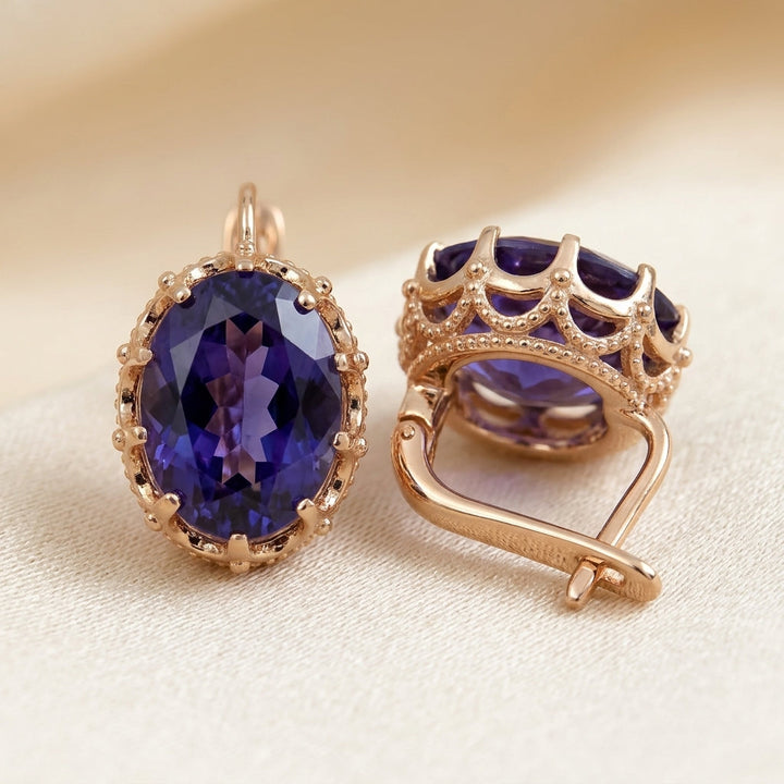 Gold Amethyst Crown Earrings | Amelia