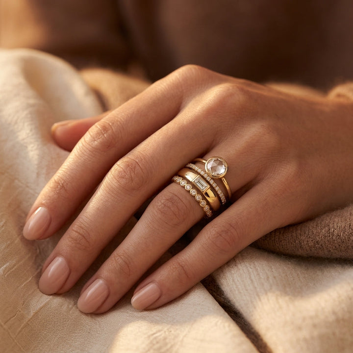 Gold Stacked Bezel Ring Set | Amelia