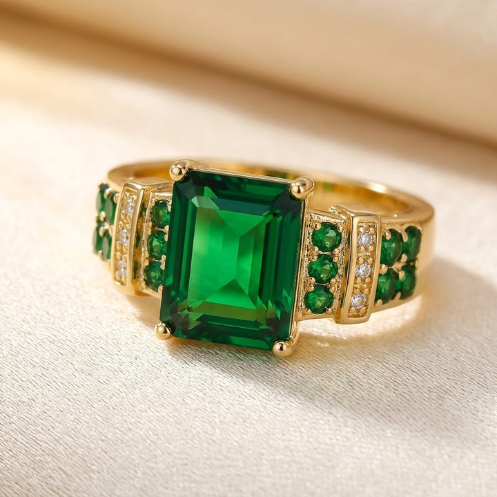 Gold Emerald Multi-Stone Ring | Amelia