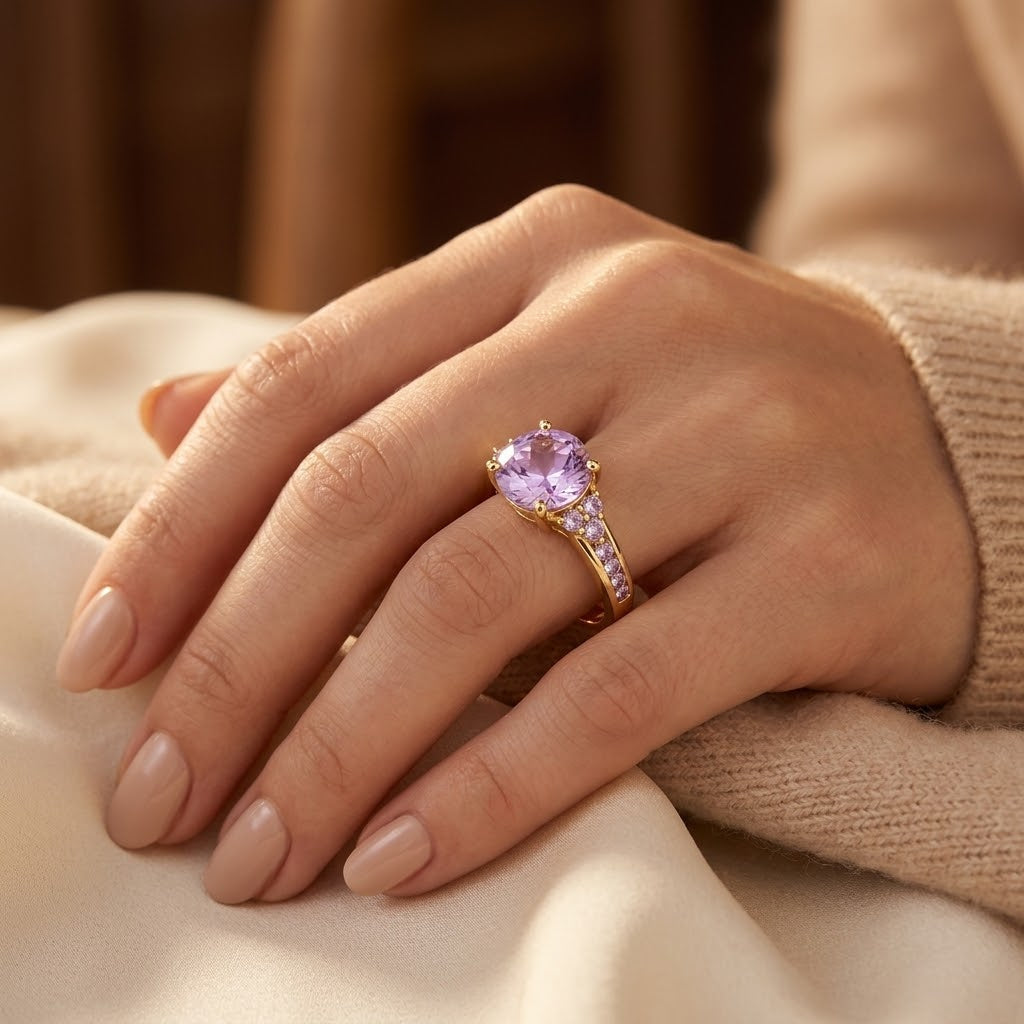 Gold Amethyst Cluster Ring | Amelia