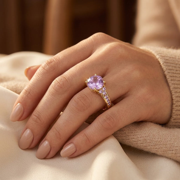 Gold Amethyst Cluster Ring | Amelia