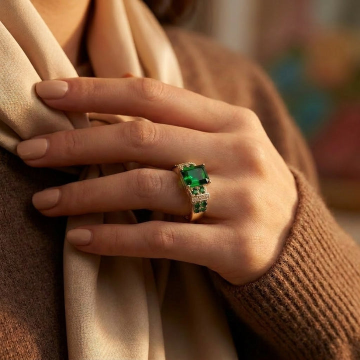 Gold Emerald Multi-Stone Ring | Amelia