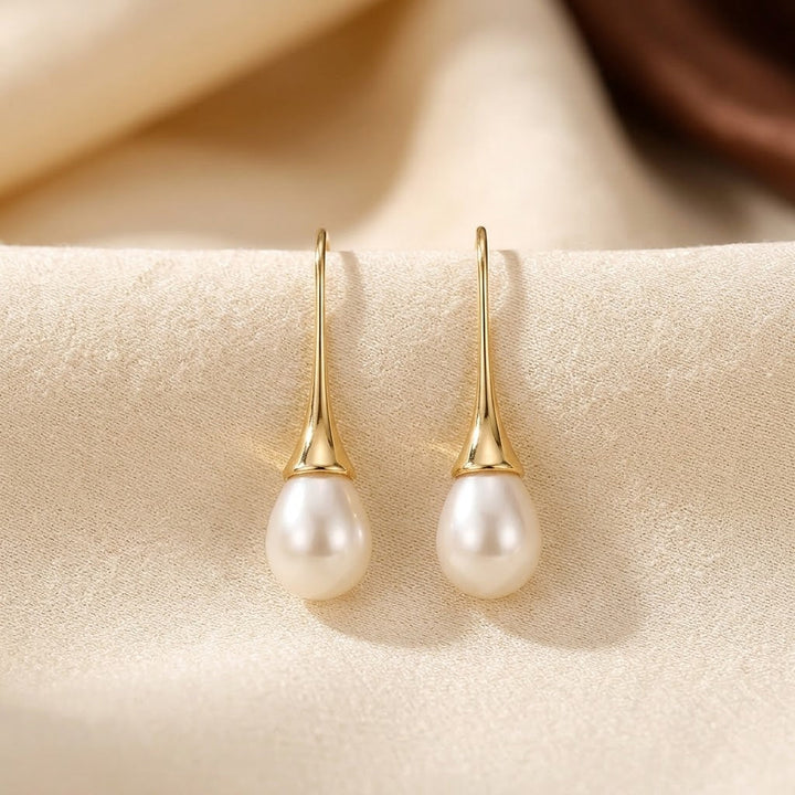 Gold Pearl Drop Earrings | Amelia