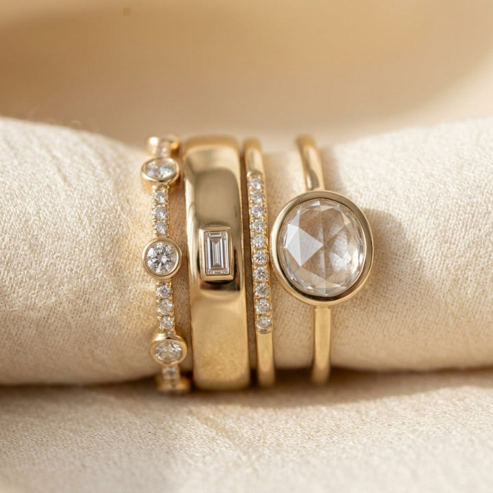 Gold Stacked Bezel Ring Set | Amelia