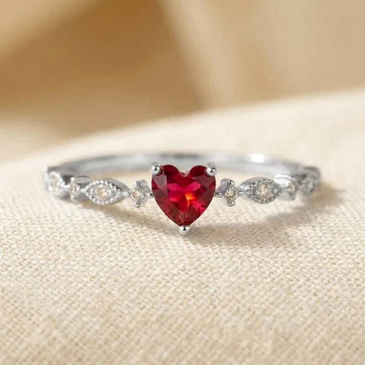 Gold Ruby Heart Ring | Amelia