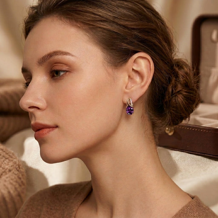 Gold Amethyst Hoop Earrings | Amelia