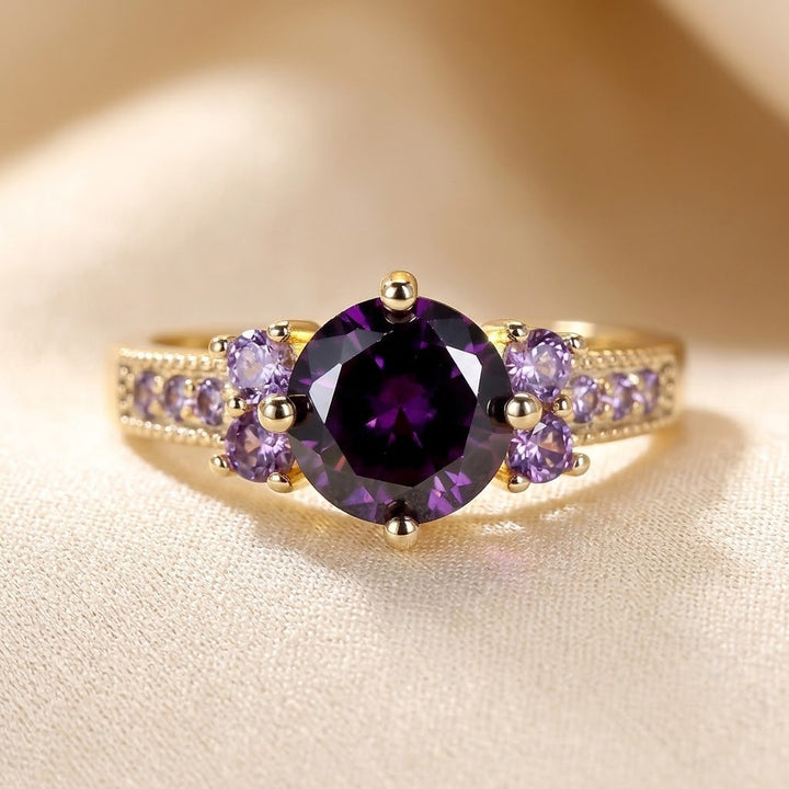 Gold Amethyst Accent Ring | Amelia