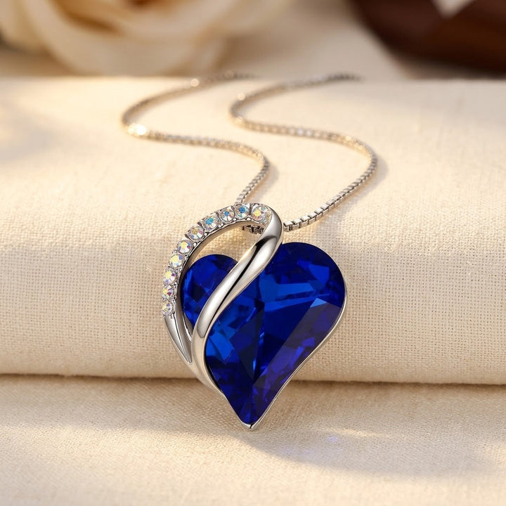 Silver Sapphire Heart Necklace | Amelia