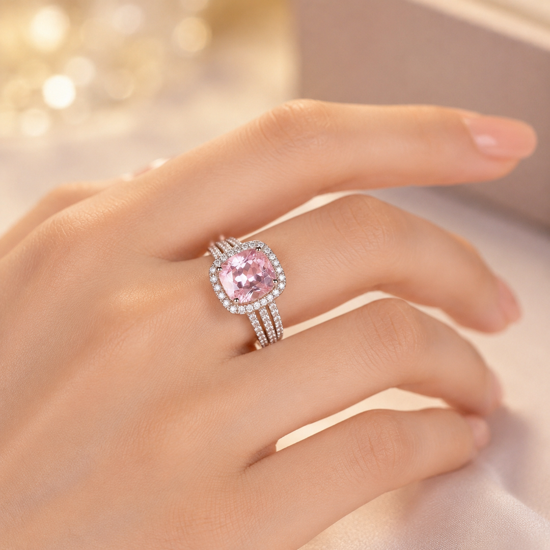 Gold Amethyst Halo Ring | Amelia