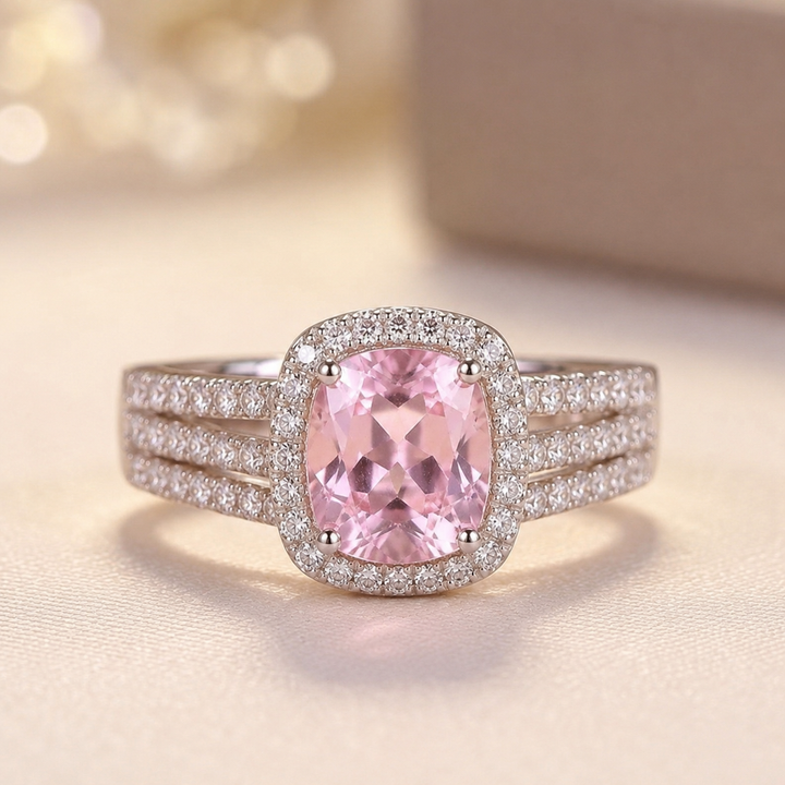 Gold Amethyst Halo Ring | Amelia