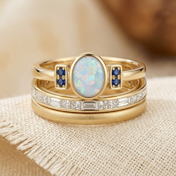 Gold Stacked Bezel Ring Set | Amelia