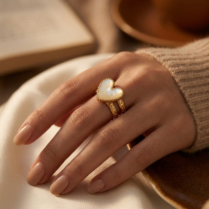 Gold Heart Motif Ring | Amelia