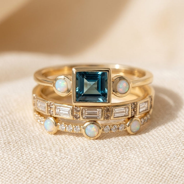 Gold Stacked Geometric Ring Set | Amelia
