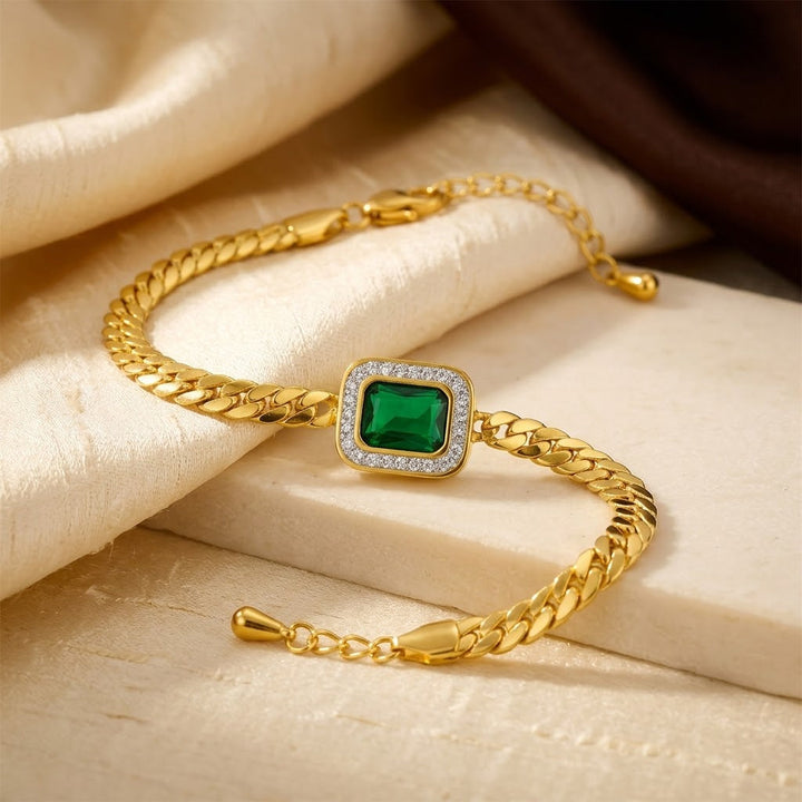 Gold Emerald Chain Bracelet | Amelia