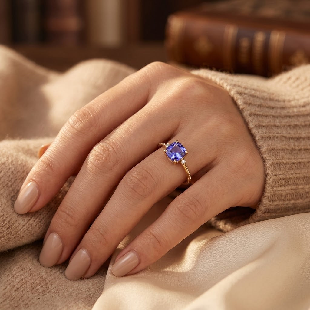 Gold Amethyst Solitaire Ring | Amelia