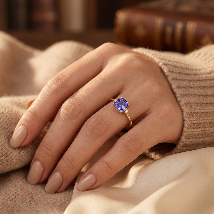 Gold Amethyst Solitaire Ring | Amelia