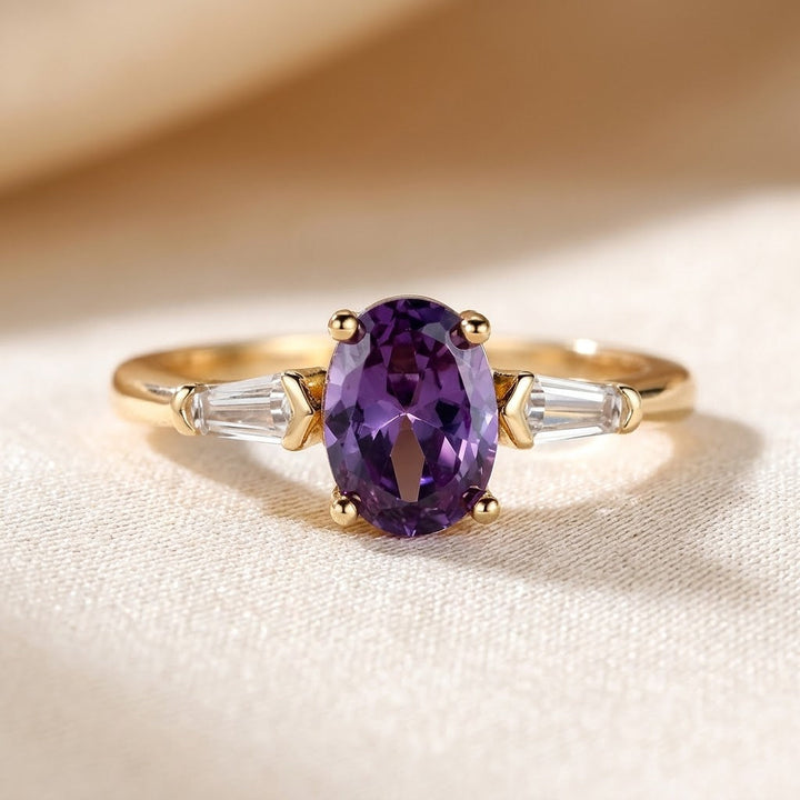 Gold Amethyst Three-Stone Ring | Amelia