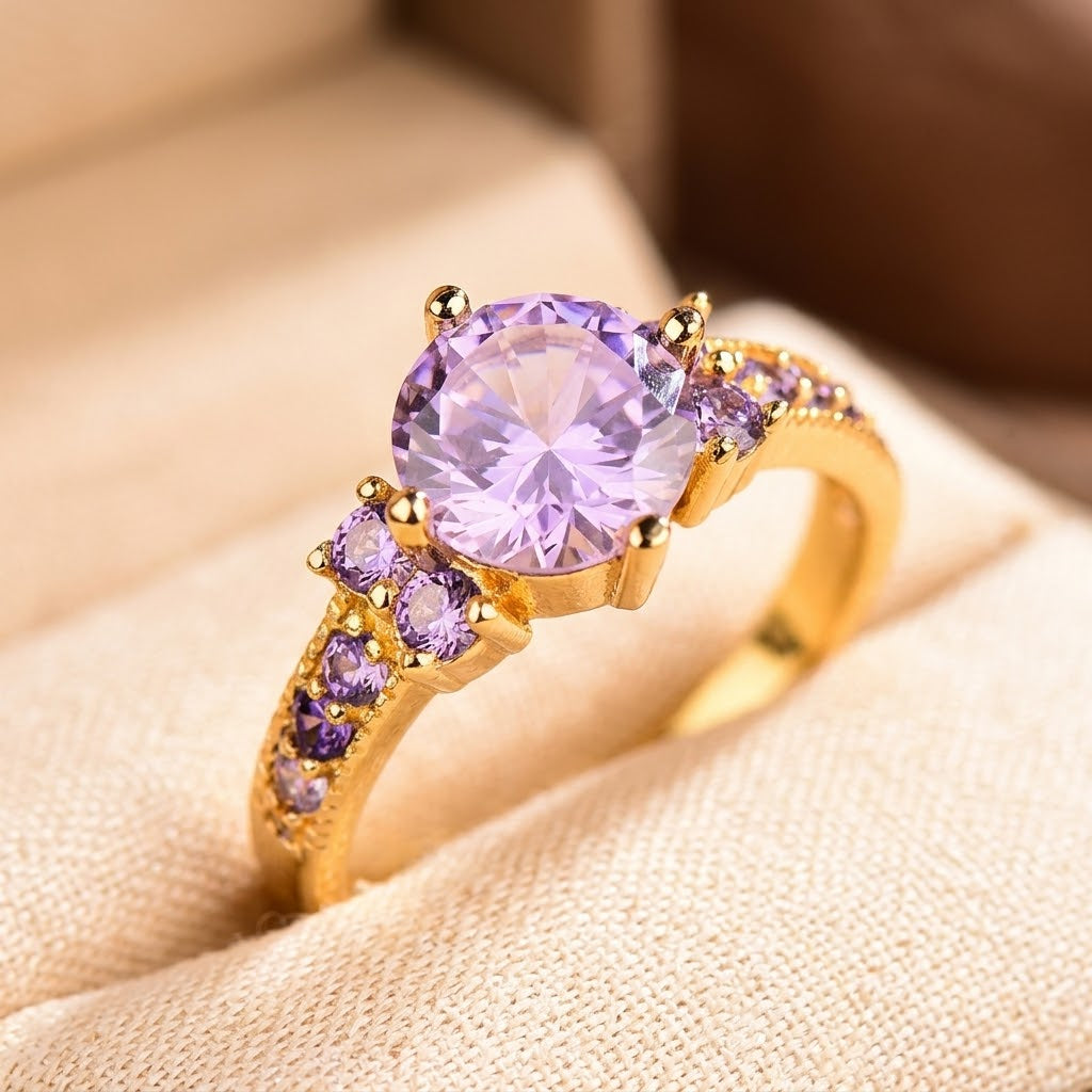 Gold Amethyst Cluster Ring | Amelia