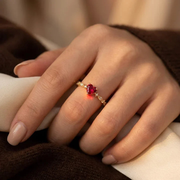 Gold Ruby Heart Ring | Amelia